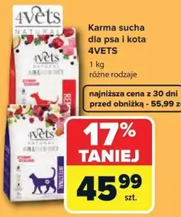 Carrefour Karma sucha dla psa i kota 4VETS 1 kg różne rodzaje oferta