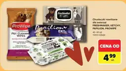 Carrefour Market Chusteczki nawilżane dla zwierząt FRESHMAKER, KETCHY, PAPILION, PROWIPE 40-60 szt różne rodzaje oferta
