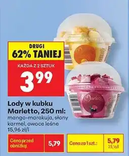 Biedronka Lody w kubku Marletto, 250 ml oferta