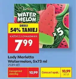Biedronka Lody Marletto Watermelon, 5x73 ml oferta