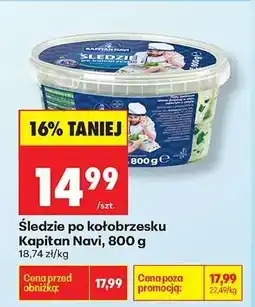 Biedronka śledzie po kołobrzesku Kapitan Navi 800 g oferta