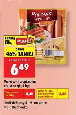 Biedronka Parówki wędzone z kurcząt , 1 kg oferta