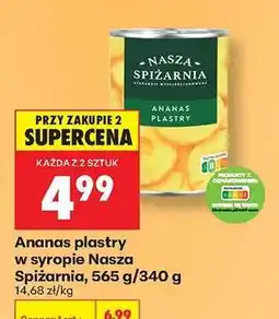 Biedronka Ananas plastry w syropie Nasza Spiżarnia, 565 g/340 g oferta
