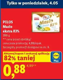 Lidl PILOS Masło ekstra 83% oferta
