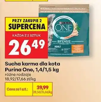 Biedronka Sucha karma dla kota Purina One, 1,4/1,5 kg oferta