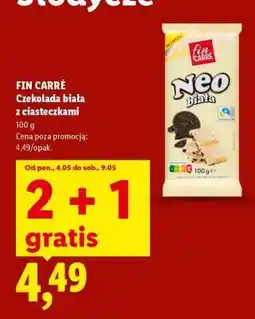 Lidl FIN CARRÉ Czekolada biała z ciasteczkami oferta