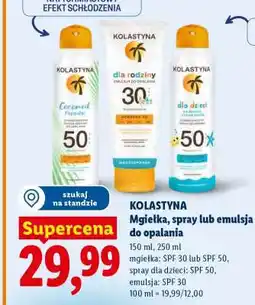 Lidl KOLASTYNA Mgiełka, spray lub emulsja do opalania oferta