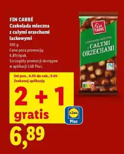 Lidl FIN CARRÉ Czekolada mleczna z całymi orzechami laskowymi oferta