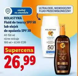 Lidl KOLASTYNA Fluid do twarzy SPF 50+ lub olejek do opalania SPF 30 oferta