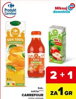 Carrefour Sok, nektar CARREFOUR różne rodzaje oferta