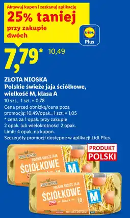 Lidl ZŁOTA NIOSKA Polskie świeże jaja ściółkowe, wielkość M, klasa A oferta
