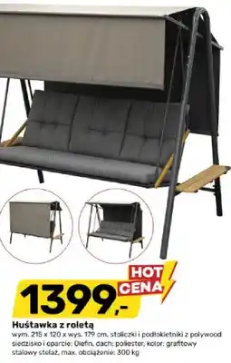 Bricomarche Huśtawka z roletą 215x120x179cm kolor grafitowy oferta