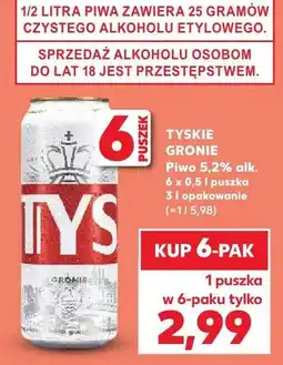 Kaufland Piwo Tyskie Gronie 5,2% zgrzewka 6x0,5l puszka oferta