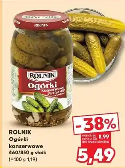 Kaufland Ogórki konserwowe Rolnik 460/850g słoik oferta
