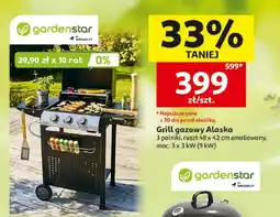 Auchan Grill gazowy Alaska 3 palniki ruszt 48x42cm emaliowany moc 3x3kW (9kW) Gardenstar oferta