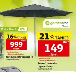 Auchan Parasol na nodze typu push up 3x2,26m oferta