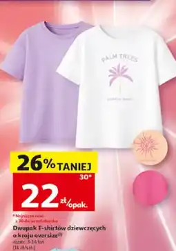 Auchan Dwupak T-shirtów dziewczęcych o kroju oversize Inextenso rozm. 3-14 lat oferta