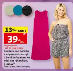Auchan Sukienka damska midi bez rękawów gładka Inextenso rozm. S-3XL 100% bawełny oferta