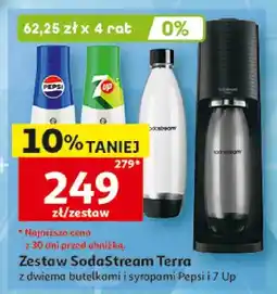Auchan Zestaw SodaStream Terra z dwiema butelkami i syropami Pepsi i 7Up oferta