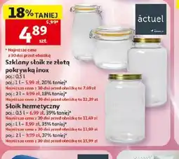 Auchan Actuel Szklany słoik ze złotą pokrywką inox oferta