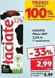 Kaufland ŁACIATE Mleko UHT 3,2% tł. 1 l opakowanie oferta