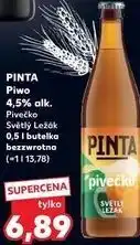 Kaufland Piwo 4,5% alk. Pivečko Světlý Ležák 0,5 l butelka bezzwrotna oferta