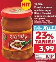 Kaufland YABRA Fasolka w sosie pomidorowym, Bigos, Klopsiki w sosie myśliwskim oferta