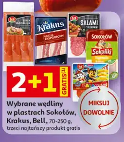 Auchan Wybrane wędliny w plastrach Sokołów, Krakus, Bell oferta