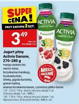 Twój Market Jogurt pitny Activia Danone ananas-broskwinia-banan czereśnia-jabłko-banan oferta