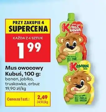 Biedronka Mus owocowy Kubuś, 100 g oferta