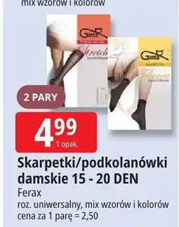 E.Leclerc Skarpetki/podkolanówki damskie Ferax 15-20 DEN roz. uniwersalny mix wzorów i kolorów 2 pary oferta