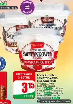 Dino Lody kubek śmietankowe z sosem czekoladowym B&G Krakowskie Lody z Rycerzykiem oferta