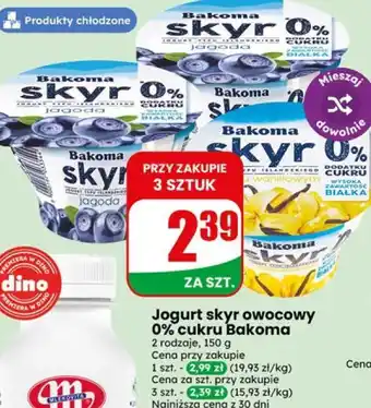 Dino Jogurt skyr owocowy 0% cukru Bakoma oferta