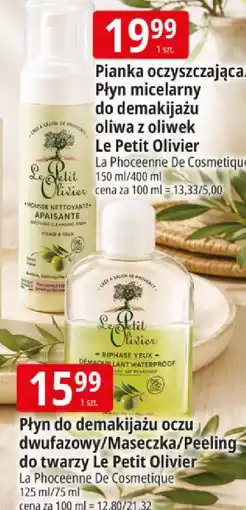 E.Leclerc Płyn do demakijażu oczu dwufazowy/Maseczka/Peeling do twarzy Le Petit Olivier oferta
