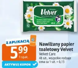 E.Leclerc Nawilżany papier toaletowy Velvet Velvet Care 48 szt., wszystkie rodzaje oferta
