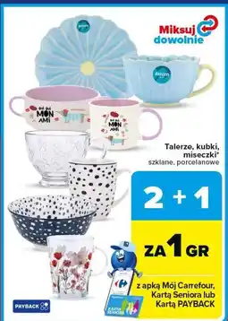 Carrefour Market Talerze, kubki, miseczki szklane, porcelanowe oferta