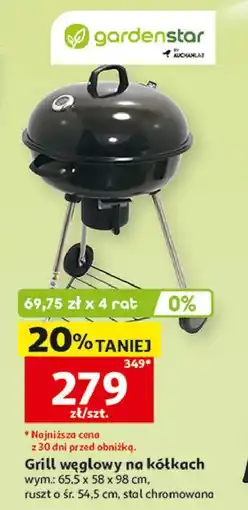 Auchan Grill węglowy na kółkach 65.5 x 58 98 cm Garden Star oferta