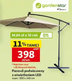 Auchan Parasol ogrodowy z oświetleniem led 3 m Garden Star oferta