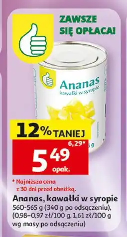 Auchan Ananas kawałki w syropie Podniesiony Kciuk oferta