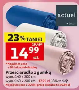 Auchan Prześcieradło bawełna z gumką 160 x 200 cm Actuel oferta