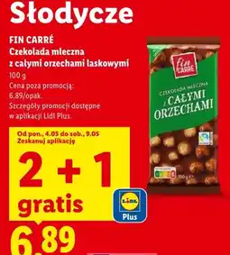 Lidl Czekolada mleczna Fin Carré z całymi orzechami laskowymi oferta