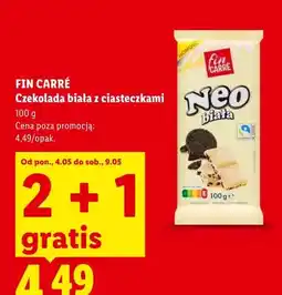 Lidl Czekolada biała Fin Carré Neo z ciasteczkami oferta