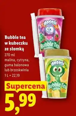 Lidl Bubble tea w kubeczku ze słomką brzoskwinia Dodoni oferta