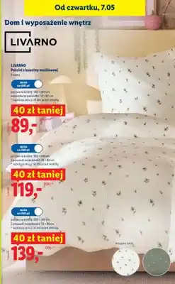 Lidl Pościel z bawełny muślinowej Livarno poszwa na kołdrę 220x200cm 2 poszewki na poduszki 70x80cm oferta