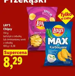 Lidl Chipsy Lay's MAX śmietankowy serek z cebulką oferta