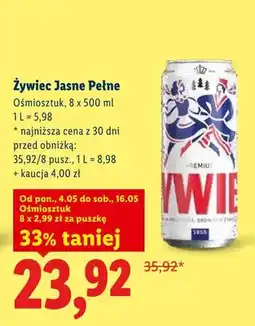 Lidl Piwo Żywiec Jasne Pełne ośmiosztuk oferta