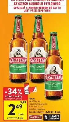 Intermarche Piwo Kasztelan Niepasteryzowane butelka zwrotna oferta