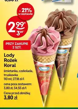 Żabka Lody Rożek Koral śmietanka, czekolada, truskawka oferta