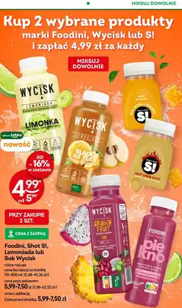 Żabka Foodini, Shot S!, Lemoniada lub Sok Wycisk oferta
