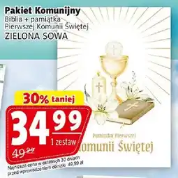 Prim Market Pakiet Komunijny Biblia z pamiątką Pierwszej Komunii Świętej Zielona Sowa komunia oferta